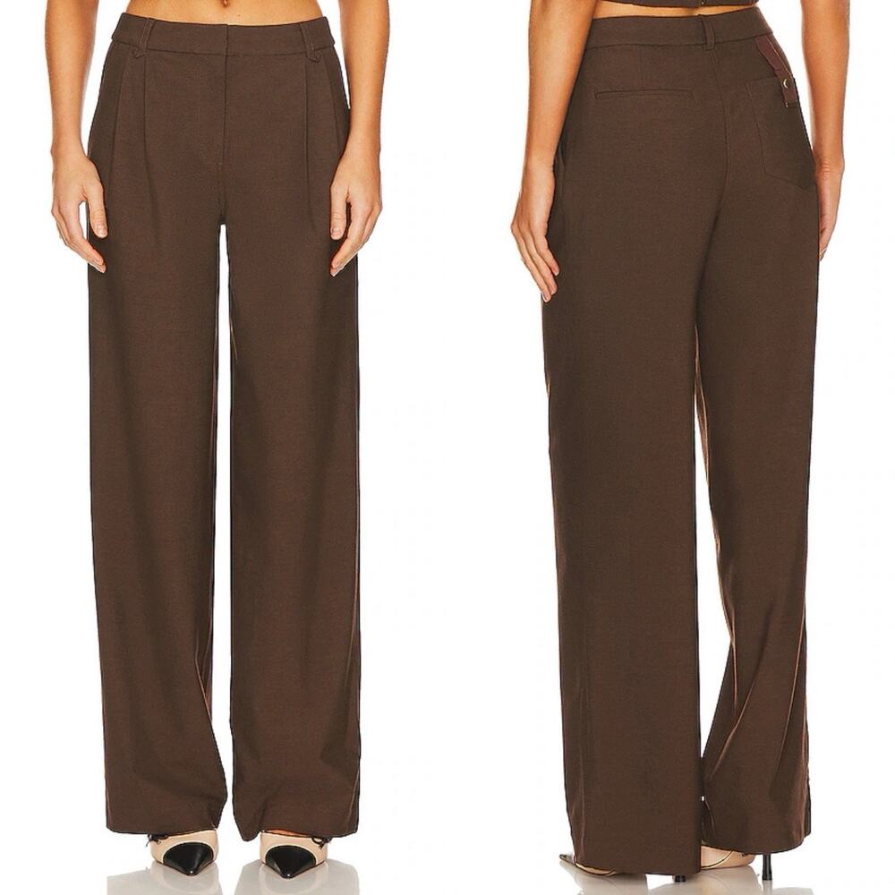 Camila Coelho New Revolve Brown Relaxed Leg Xenia Trouser Pants XS